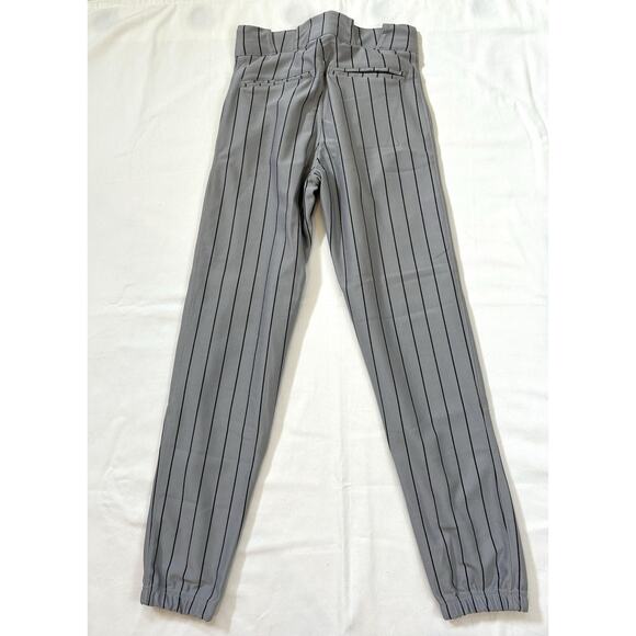 Champro‎ Men's Pinstripe Baseball Pants Elastic Cuff Medium Gray W/ Black Stripe - Picture 2 of 8